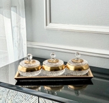 Khay pha lê mài mạ vàng BOHEMIA