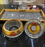 Khay pha lê mài mạ vàng BOHEMIA
