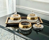 Thố pha lê mài mạ vàng BOHEMIA đường kính 13cm