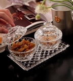 SET HŨ ĐỰNG ĐƯỜNG, BÁNH KẸO PHA LÊ 3 MÓN BOHEMIA CRYSTAL (1 đĩa + 2 thố)