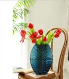 Lọ hoa thủy tinh phong cách Bắc Âu màu xanh Biển