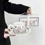 Bộ Sứ Cao Cấp Hoa Mùa Xuân Vintage (bộ gồm: Tách trà, đĩa lót tách trà + giỏ sứ + cốc sứ + ấm trà sứ)