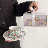 Bộ Sứ Cao Cấp Hoa Mùa Xuân Vintage (bộ gồm: Tách trà, đĩa lót tách trà + giỏ sứ + cốc sứ + ấm trà sứ)