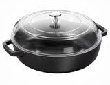 CHẢO GANG STAUB AVEC COUVERCLE DOME 28 CM NẮP KÍNH MÀU ĐEN