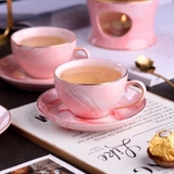 Bộ Ấm Chén Sứ Cao Cấp Màu Hồng Pastel - Phong Cách Hoàng Gia
