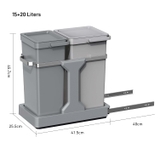 SET 2 THÙNG RÁC TỦ BẾP EKO DECO DUO EK9932 ( 20L + 15L )
