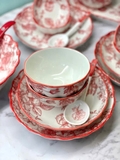 Bộ Bát Đĩa Sứ Hoa Văn Đỏ Cao Cấp – Set 35 món cho 6 người