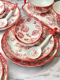 Bộ Bát Đĩa Sứ Hoa Văn Đỏ Cao Cấp – Set 35 món cho 6 người