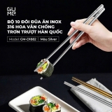 BỘ 10 ĐÔI ĐŨA INOX 316 HOA VĂN CHỐNG TRƠN GUME