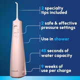Máy tăm nước không dây Pink Cordless Pulse 3100 Waterpik WF-20CD014 Màu hồng
