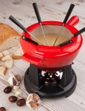 Bộ nồi ăn lẩu LeCreuset Fondue-Set m. Holzgriff 2L Kirsche - màu đỏ