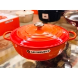 Nồi gang sâu lòng LeCreuset La Marmite, schwarzes Interieur, 32cm Orange màu cam