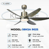 Quạt trần đèn 6 cánh Klasse 58KSA 902S
