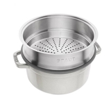 Nồi Gang Staub Cocotte 24cm kèm Xửng hấp màu Ghi sữa