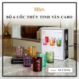 Bộ 6 cốc thủy tinh vân caro 280ml Seka SKT28M6  Mix 6 màu