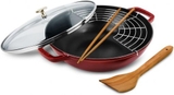 CHẢO GANG STAUB SÂU LÒNG 30CM MÀU ĐỎ NẮP KÍNH