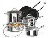 Bộ nồi inox Ciwete set 6 món (2 chảo chống dính, 1 quánh, 1 nồi chảo, 2 nồi)