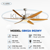 Quạt trần đèn 6 cánh Klasse 58KSA 902WY