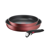 Set 2 chảo chống dính TEFAL 22 + 26cm Ingenio Daily Chef L3989622 cán rời màu đỏ