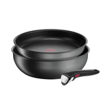 Set 2 chảo chống dính TEFAL 24 + 26cm Ingenio Daily Chef L7619022 cán rời màu đen