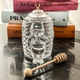 Hũ đựng mật ong kèm cây khuấy Crystal Bohemia 15cm