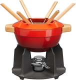 Bộ nồi ăn lẩu LeCreuset Fondue-Set m. Holzgriff 2L Kirsche - màu đỏ