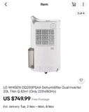 MÁY HÚT ẨM LG WHISEN DQ200PSAA 20L