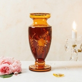 Lọ hoa pha lê Tiệp Khắc màu hổ phách