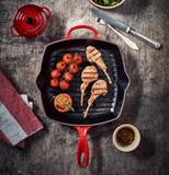 Chảo gang vuông LeCreuset Grillpfanne quadratisch 26cm Kirsche