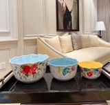 Sét 3 âu sứ The Pioneer Woman SWEET ROSE SENTIMENT SERVING BOWLS