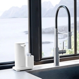 Bình chiết xà phòng cảm ứng kèm caddy để giẻ giửa bát inox mờ Simplehuman