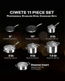 Bộ nồi inox Ciwete SS0103-11PC NEW-NS set 7 món Nhập Mỹ