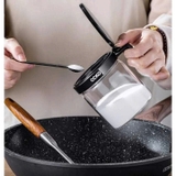 Set 3 hũ đựng gia vị thủy tinh CCKO có tay cầm kèm khay