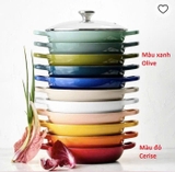 Chảo gang 2 quai kèm vung kính Le Creuset 28cm