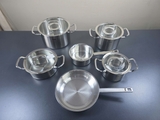Bộ nồi Fissler profi 4 nồi 1 quánh 1 chảo inox profi nắp kính