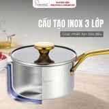 Quánh inox 304 3 lớp cán vàng La gourmet Aureon 16cm 1.7L – 436733