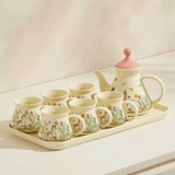 BỘ ẤM TRÀ SỨ  Bunny & Flower  VINTAGE CAO CẤP