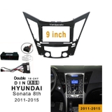 Mặt dưỡng  màn hình 9 In xe Huyndai Sonata 2011-2015 Kèm rắc nguồn