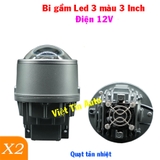Bộ đèn bi gầm Led 3 mầu 3 Inch  X2 có quạt tản nhiệt