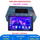 Màn hình Android ô tô, Android 9 In, Màn hình Worca Ram 4 rom 32GB