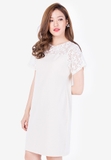 Đầm suông Lovadova phối ren màu be