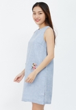 Đầm chữ A Kimi màu xanh da trời túi thêu hình