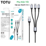 Cáp Sạc Nhanh 3 Đầu TOTU CB-5-3 USB to Type C/Lightning/Micro