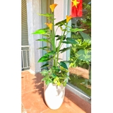 Cây Giả Decor- Cây Hoa Rum Giả Trang Trí Cửa Hiệu Nổi Bật (140cm)- CC1148