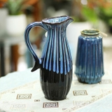 Bình gốm gốm giọt nước có quai xanh lam  (30cm) - BG461