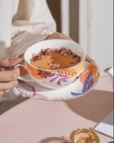 Bộ bình trà đơn 1 ly và dĩa sứ hoạ tiết kiểu Âu