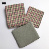 Bộ drap giường 4 món cotton - linen kẻ sọc phối màu 1m6x2m / 1m8x2m