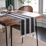 Khăn trải bàn table runner hoạ tiết xương cá trắng đen 33x140 / 30x220 cm
