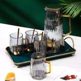Bình nước thủy tinh vân sóng nắp kim loại - HO2492