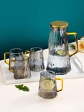 Bình nước thủy tinh vân sóng nắp kim loại - HO2492